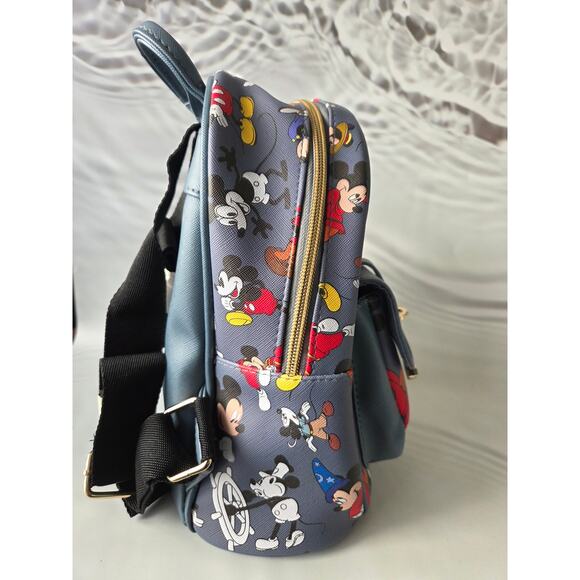Disney Mickey Mouse 90 Years : Deluxe 11" Faux Leather Mini Licensed Backpack - Picture 4 of 5